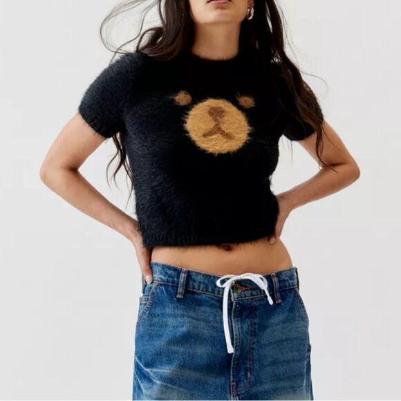 Teddy Fresh x Urban Outfitters Fluffy Bear Short Sleeve Sweater - Picture 1 of 8